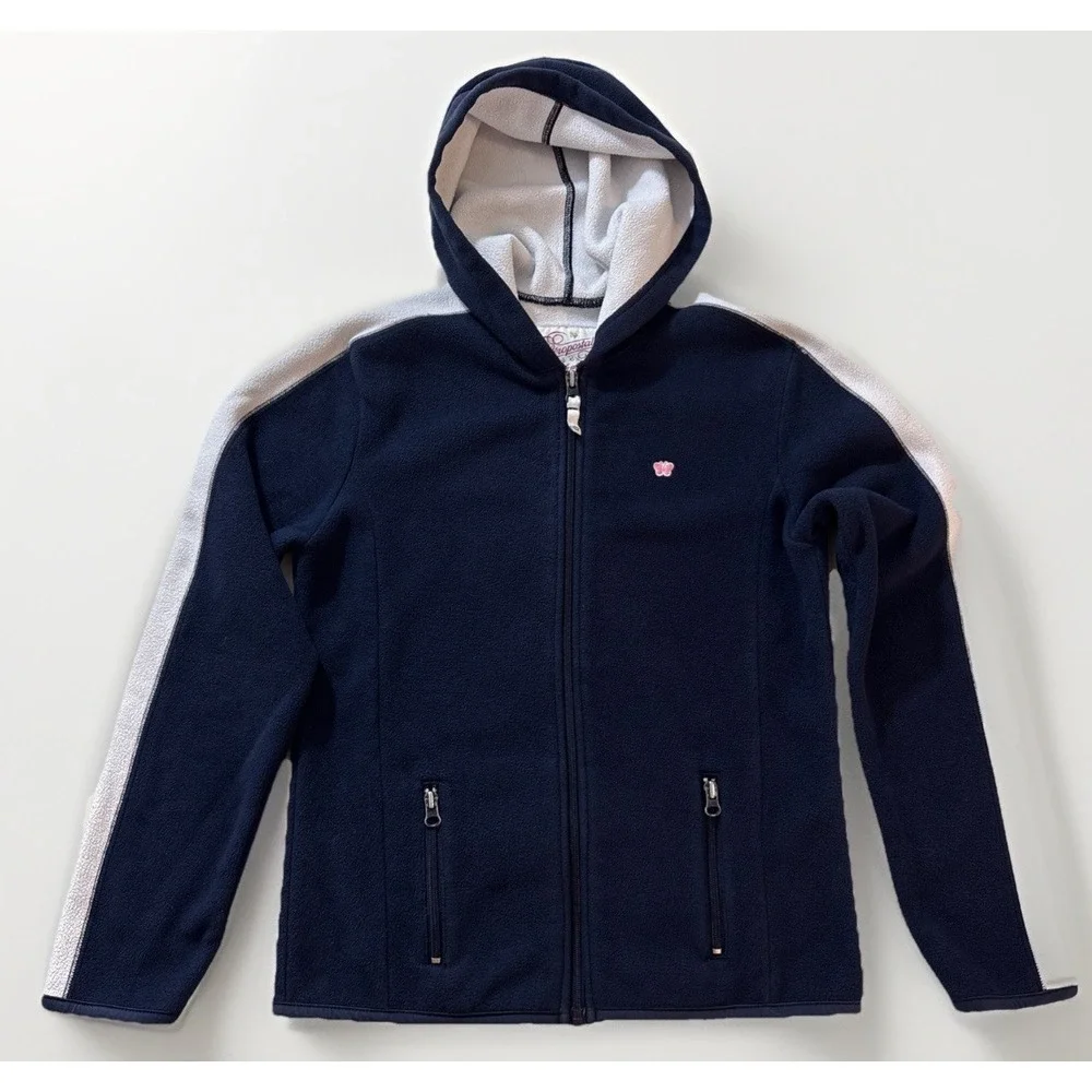 VTG Aeropostale Full‎ Zip Hoodie Women's Sz S Blue Fleece Lined Butterfly Y2K